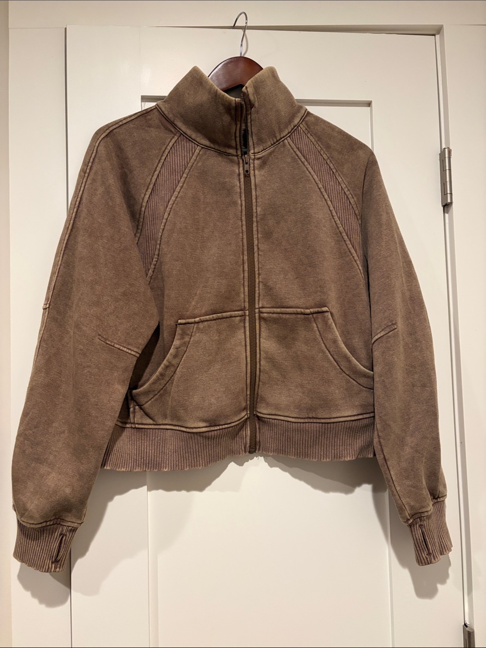 Zenana Outfitters Chocolate Brown Zip-Front Bomber Jacket